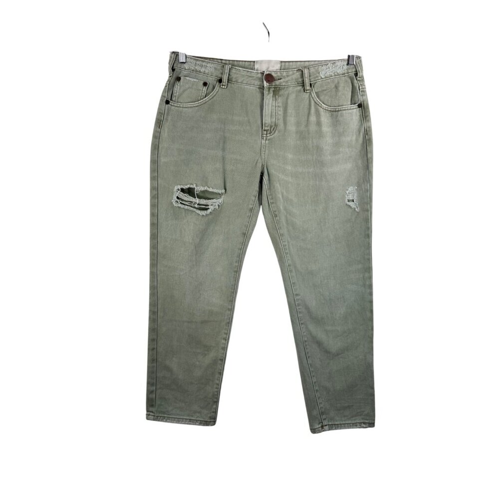 One Teaspoon low‎ waist boyfriend jeans light green distressed sz 31